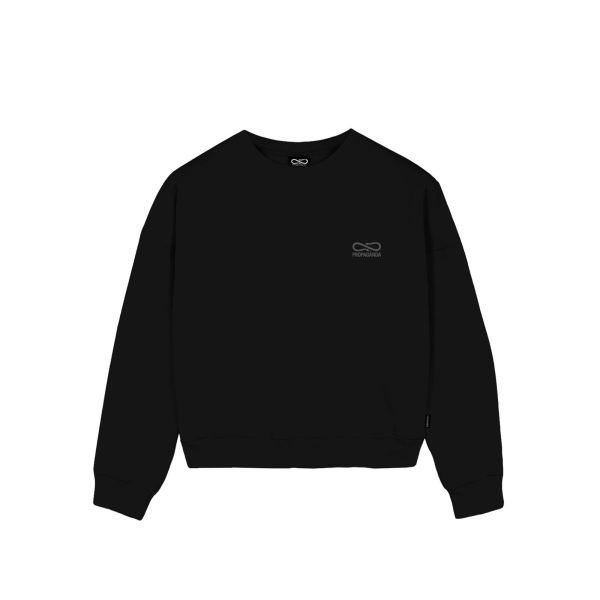 Logo Embroidery Woman Crewneck - Black